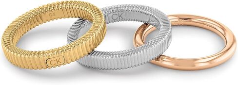 خواتم كالفين كلاين للمجوهرات النسائية قابلة للتكديس، اللون: TRI لون ذهبي (الموديل: 35000027C)، الفولاذ، بدون أحجار كريمة, فولاذ, بدون أحجار كريمة in Kuwait