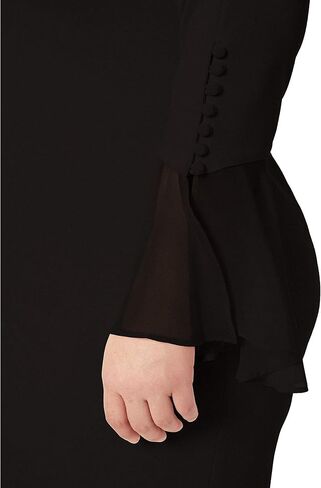 Calvin Klein Women's Plus Size Solid Sheath with Chiffon Bell Sleeves Dress in Saudi Arabia