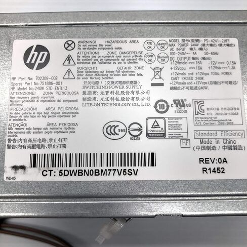 HP 702309-002 Power Supply 240W ProDesk 400 EliteDesk 600 800 G1 SFF Model PS-4241-2HF1 751886-001 571884 702307 in Saudi Arabia
