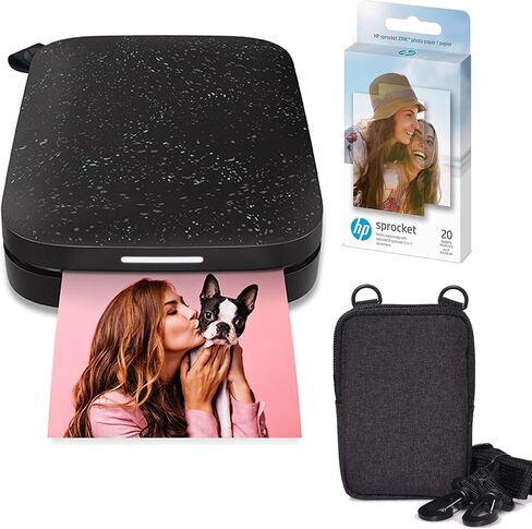 HP Sprocket Portable 2x3 Instant Photo Color Printer (Black Noir) Zink Paper Bundle in Saudi Arabia