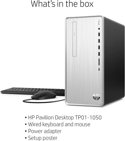 HP Pavilion Desktop, 10th Gen Intel Core i7-10700 Processor, 16 GB RAM, 1 TB hard drive + 256 GB SSD, Windows 10 Home (TP01-1070, Silver) in Saudi Arabia