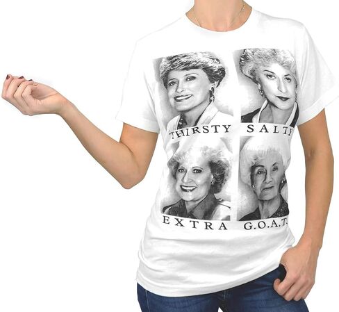 Official The Golden Girls White T-Shirt Thirsty, Salty, Extra, G.O.A.T. X-Large in Saudi Arabia