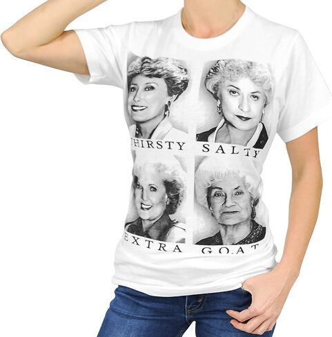 Official The Golden Girls White T-Shirt Thirsty, Salty, Extra, G.O.A.T. X-Large in Saudi Arabia