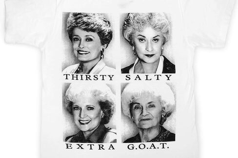 Official The Golden Girls White T-Shirt Thirsty, Salty, Extra, G.O.A.T. X-Large in Saudi Arabia