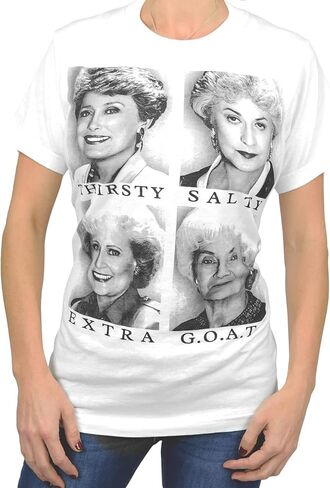 Official The Golden Girls White T-Shirt Thirsty, Salty, Extra, G.O.A.T. X-Large in Saudi Arabia