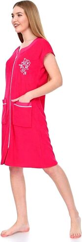 La Serren Womens Terry Cotton Zipper Front Two Pockets Robe Sleepwear Beach Dress in Saudi Arabia