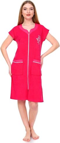 La Serren Womens Terry Cotton Zipper Front Two Pockets Robe Sleepwear Beach Dress in Saudi Arabia