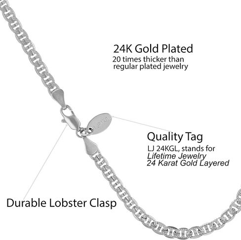 LIFETIME JEWELRY 4mm Mariner Link Chain Anklet for Women & Men 24k Gold Plated in Saudi Arabia