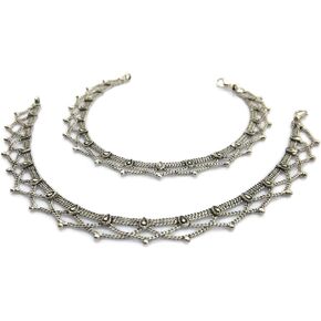 انديا ستوب زوج خلخال بشراشيب من الفضة الالمانية بتصميم عتيق من مجوهرات بوهو مصنوعة يدويا, النحاس in Kuwait