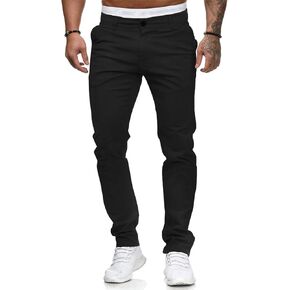 HUNGSON Mens Chinos Dress Pants Slim Straight Fit Flat-Front Golf Pants Casual Travel Slacks