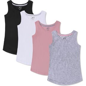 Brix Girls 4-Pack Tank Tops - Jersey Cotton Comfort Soft Sleeveless Tunic Tees. in Saudi Arabia