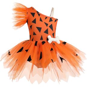 IBAKOM Ballet Leotard for Girls Halloween Ballerina Costume One Shoulder Mermaid Cavegirl Dance Dress Camisole Leotard