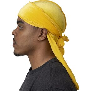 Veeta Superior Velvet Durag - مخمل ناعم متين للرجال والنساء، أشرطة طويلة مزدوجة واسعة، بطانة حريرية، خياطة ثلاثية