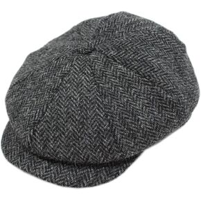 Biddy Murphy Authentic Irish Newsboy Flat Cap for Men, 100% New Wool Tweed Hat, Herringbone, Imported from Ireland