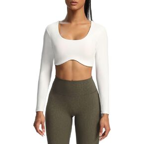 Aoxjox Long Sleeve Crop Tops for Women Define Sculpt Workout Crop T Shirt Top