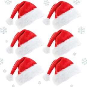 Meajore 6 Pieces Christmas Hat, Santa Hat Xmas Holiday Hat Bells for Adults, Classic Red Xmas Holiday Hats for Party Costume in Saudi Arabia