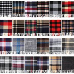Zhehao 24 Pcs Winter Imitation Cashmere Feel Scarves Bulk Unisex Plaid Long Warm Neck Scarf Cold Weather Scarves with Tassel for Men Women, 24 Styles in Saudi Arabia