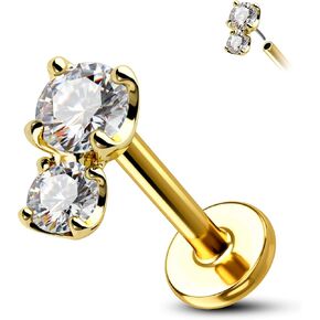 COCHARM 14K Solid Gold Ear Cartilage Earring Stud 16g Yellow Gold Flat Back Helix Stud 14K Gold Push in Tragus Earring Threadless Labret Stud 14K Gold Medusa Studs in Saudi Arabia