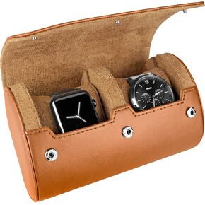 BARTON WATCH BANDS, Watch Roll - Black Recycled Leather Watch Travel Case & Watch Band Storage - 1 Watch Case