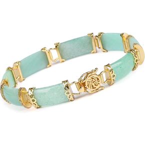 سوار من حجر اليشم من ليكيو، سوار جيد الحظ للنساء، سوار من اليشم الاخضر الطبيعي، فضة استرليني S925 مع مجوهرات من الذهب عيار 18 قيراط، اساور من اليشم للنساء، هدايا عيد الام, حجر اليشم in Kuwait