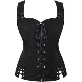 Glabeko Pirate Costume Women Plus Size Renaissance Corset Bodice Pirate Vest Costume