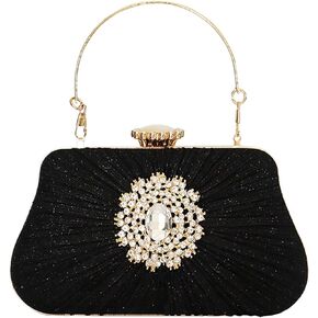 Buric Glitter Clutch Purses For Women Pleated Diamond Evening Handbag For Bridal Wedding Party With Rhinestone Bag