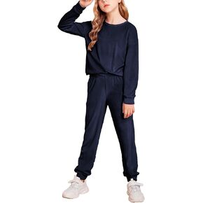 Arshiner Girls 2 Piece Outfit Sweatsuits Set Kids Velour Sweatshirts & Sweatpants Tracksuits Set for Girls