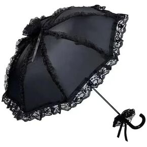 مظلة شمسية من الدانتيل على الطراز القوطي الفيكتوري من Gothika باللون الأسود | مظلة قوطية أنيقة وفريدة من نوعها للحفلات التنكرية والحماية من الشمس | إكسسوار ذو مظهر قوطي فيكتوري in Kuwait