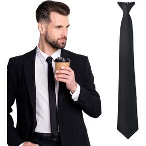 Yolev 1pcs Men's Clip On Tie Satin Solid Colour Plain Tie Solid Uniform Pre-tied Adjustable Neck Strap Tie Pure Color Necktie Mens Ties for Wedding Graduation School