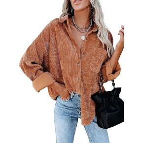 قمصان Zamowoty النسائية ذات الأزرار السفلية والقمصان ذات الأكمام الطويلة والكبيرة الحجم in Kuwait