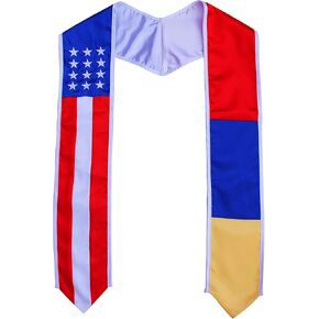 Del Mex Graduation Combo USA Country Flag Stole Sash Scarf Graduate Pride