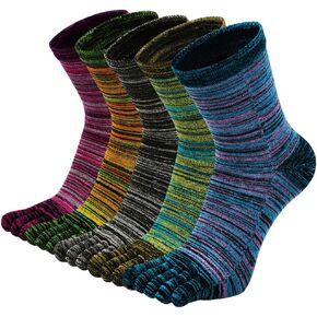 Hellomamma Toe Socks Mens Five Finger Striped Sock Running Athletic Cotton Ankle Sox 5 Pairs in Saudi Arabia