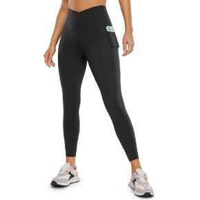 CRZ YOGA Butterluxe Womens Crossover Waist Workout Leggings with Pockets 25" - V Cross High Waist Gym Lounge Yoga Pants