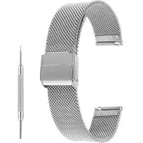 cobee Milanese Mesh Watch Bands, Quick Release Replacement Watch Straps Adjustable Stainless Steel Watchbands for Men Women Universal Metal Mesh Straps Compatible with 16mm Lug Width