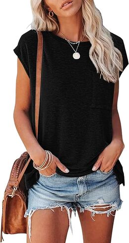 تي شيرت نسائي من AUSELILY بأكمام قصيرة كاجوال فضفاض مناسب للدبابات in Kuwait