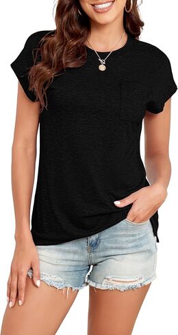 تي شيرت نسائي من AUSELILY بأكمام قصيرة كاجوال فضفاض مناسب للدبابات in Kuwait