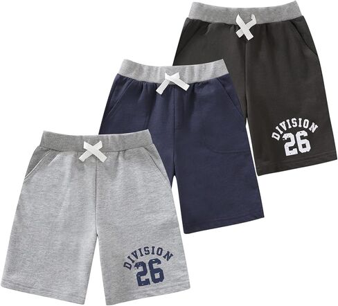 GLASH Kids Boys French Terry Cotton Shorts 3-Pack in Kuwait