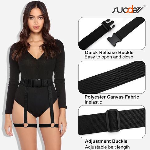 SUOSDEY Punk Black Waist Chain Belt Leather Layered Body Chains Rave Body Jewelry Accessories for Women and Girls in Saudi Arabia