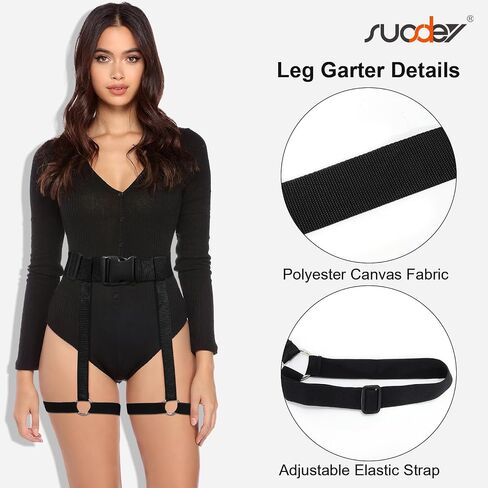 SUOSDEY Punk Black Waist Chain Belt Leather Layered Body Chains Rave Body Jewelry Accessories for Women and Girls in Saudi Arabia
