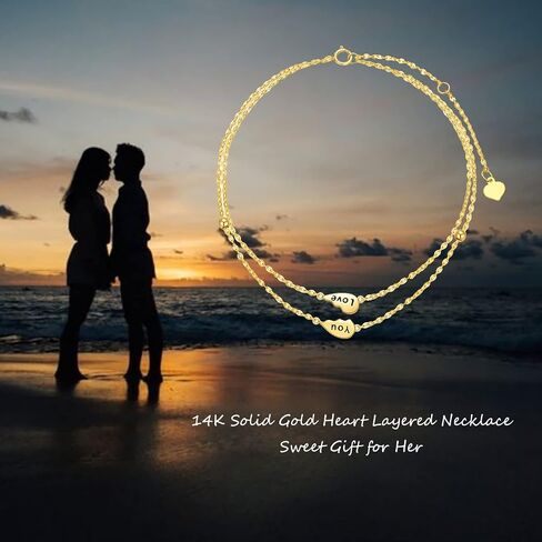 sisgem 14k الذهب الحقيقي الطبقات الخلخال للنساء، الذهب الأصفر أحبك إلى الأبد سوار الكاحل طبقات القدم الحلي هدايا لعيد الميلاد عيد الميلاد 8/8.5 + 2 بوصة in Saudi Arabia