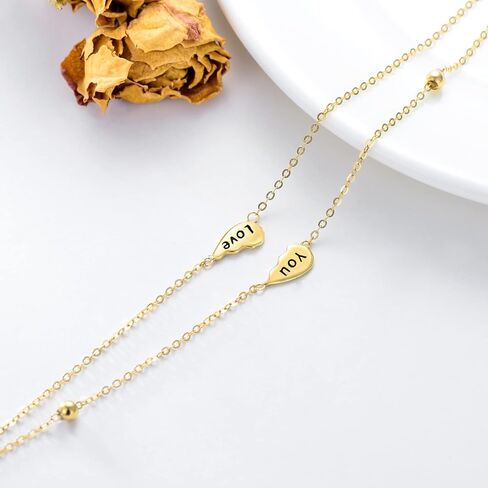 sisgem 14k الذهب الحقيقي الطبقات الخلخال للنساء، الذهب الأصفر أحبك إلى الأبد سوار الكاحل طبقات القدم الحلي هدايا لعيد الميلاد عيد الميلاد 8/8.5 + 2 بوصة in Saudi Arabia