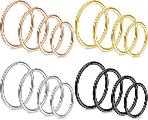 Nose Rings Hoops 16Pcs 18G Septum Ring Hoop Set for Women Men,316L Surgical Steel Seamless Hinged Nose Lip Septum Rings Cartilage Daith Tragus Septum Sleeper Earrings Body Piercing 7 8 9 10mm in Saudi Arabia