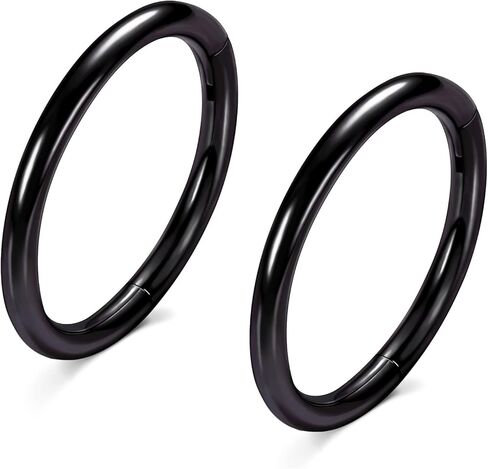 ZUOPOEKI 2 قطعة حلقات الأنف الأطواق 316L الفولاذ الجراحي 14G 16G 18G 20G حلقات الحاجز الحلزون محارة هوب الذهب الفضة الأسود هيئة ثقب المجوهرات للنساء الرجال in Kuwait