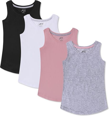 Brix Girls 4-Pack Tank Tops - Jersey Cotton Comfort Soft Sleeveless Tunic Tees. in Kuwait