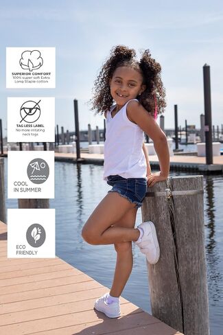 Brix Girls 4-Pack Tank Tops - Jersey Cotton Comfort Soft Sleeveless Tunic Tees. in Kuwait