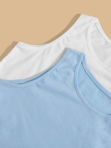 Milumia Girl's 4 Piece Casual Round Neck Sleeveless Basic Crop Tank Tops Set in Saudi Arabia