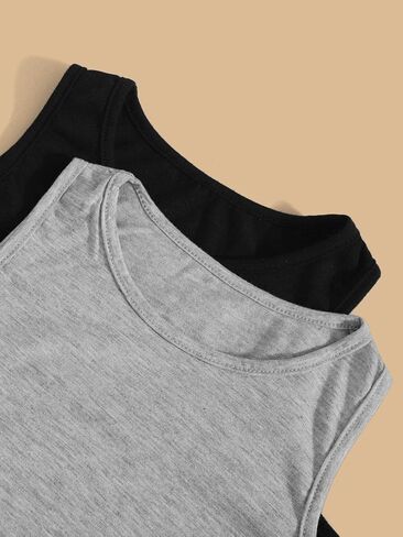Milumia Girl's 4 Piece Casual Round Neck Sleeveless Basic Crop Tank Tops Set in Saudi Arabia