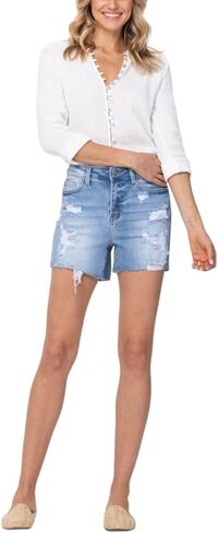 Judy Blue Light Wash High Waist Destroyed Shorts in Saudi Arabia