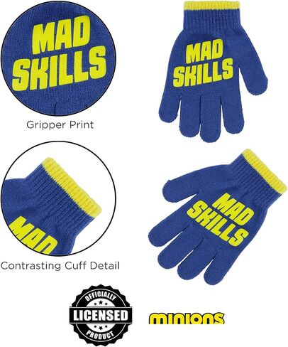 قبعة شتوية للأولاد من Universal Pictures، مجموعات قفازات ووشاح للأطفال، مينيونز للأعمار من 4 إلى 7 سنوات in Kuwait