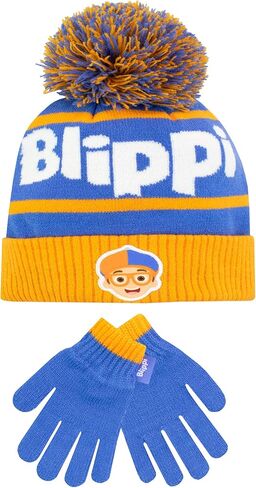 طقم قبعة وقفازات شتوية للأطفال من Blippi باللون الأزرق مقاس واحد in Saudi Arabia